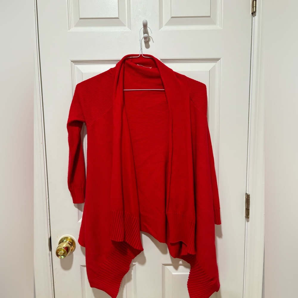 Red cardigan